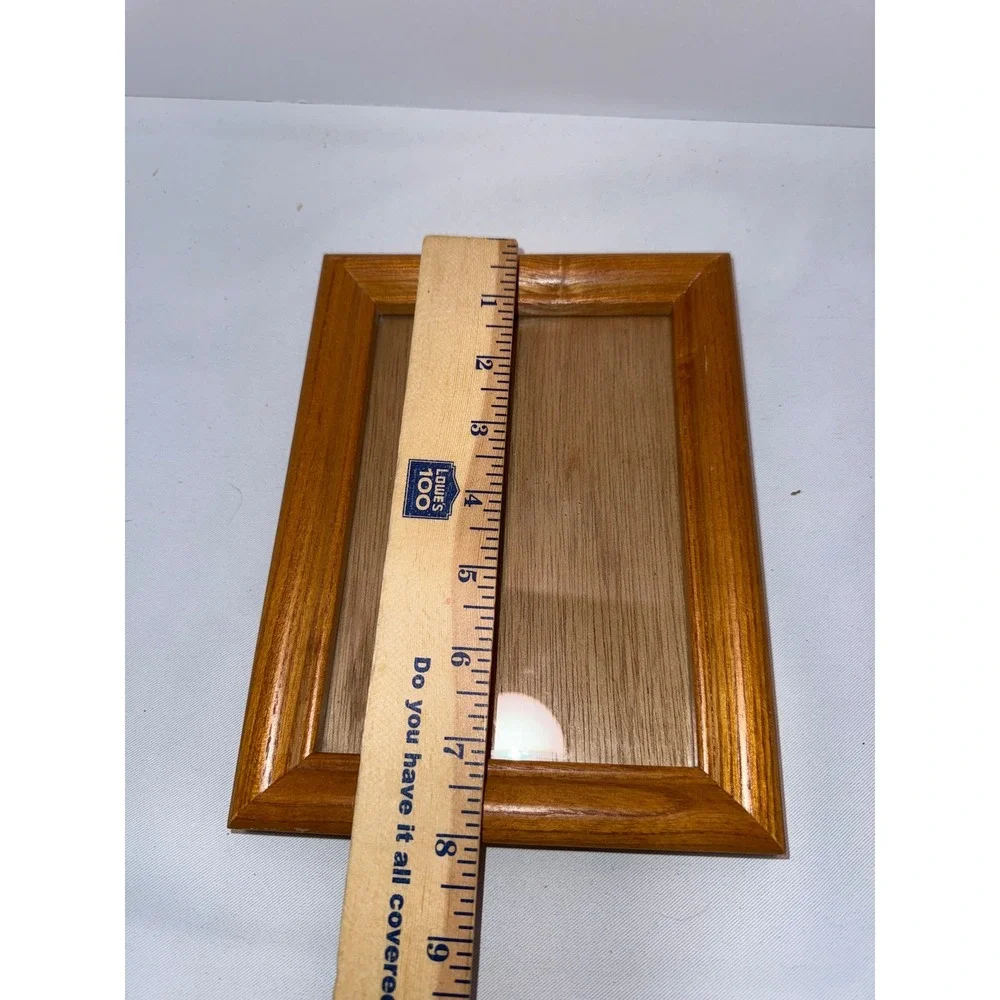 Vintage Honey Oak Wood Picture Frame 5x7 Tabletop Display Beveled Edge Glass